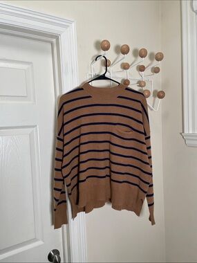 Demylee - Classic Baggy Slouchy Cashmere Sweater - Brown / Blue - S